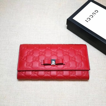 Gucci Bow Gucci Signature Continental Wallet 388679 Red