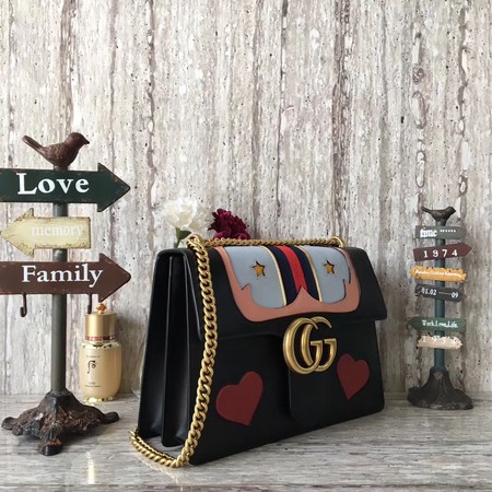 Gucci Signature GG Original Marmont Leather Shoulder Bag 431382 Black