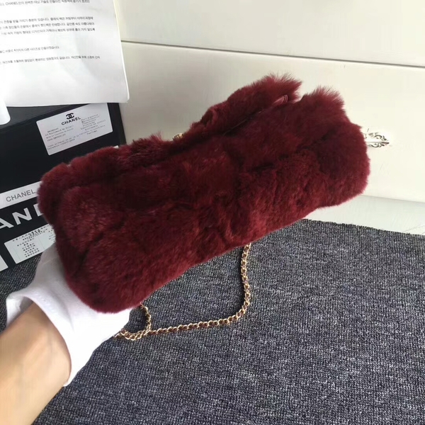 Chanel 2017 Fall Winter Cony Hair Shoulder Bag Wine