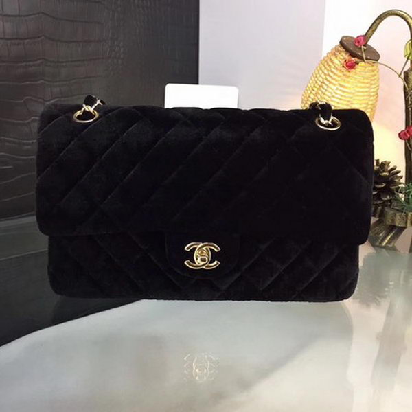 Chanel 2.55 Series Flap Bags Original Velvet A1025 Black