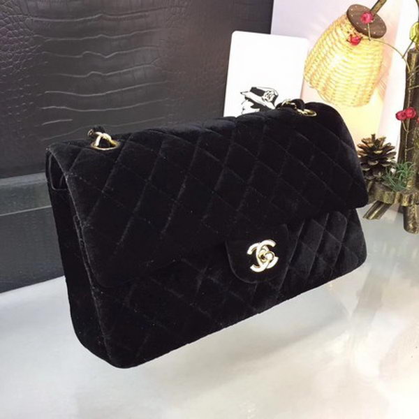 Chanel 2.55 Series Flap Bags Original Velvet A1025 Black