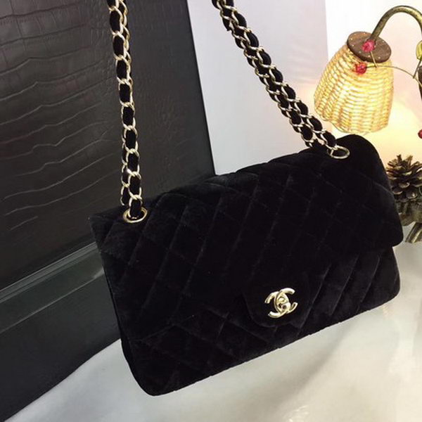 Chanel 2.55 Series Flap Bags Original Velvet A1025 Black