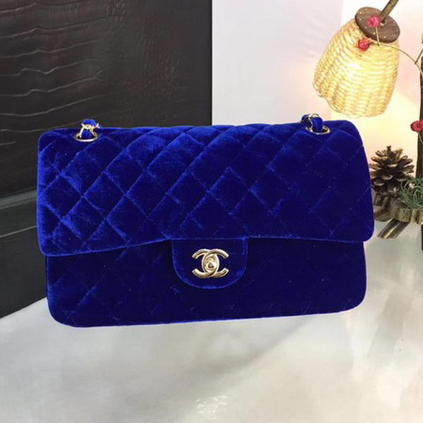 Chanel 2.55 Series Flap Bags Original Velvet A1025 Blue