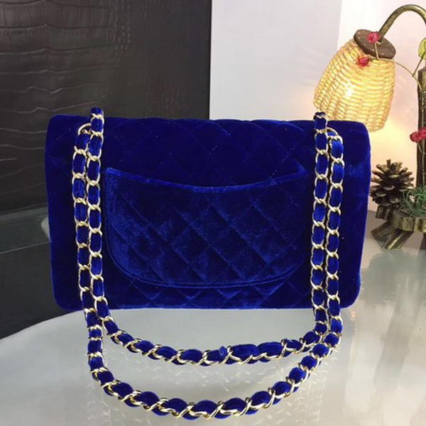 Chanel 2.55 Series Flap Bags Original Velvet A1025 Blue