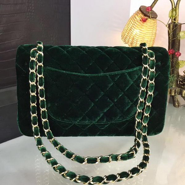 Chanel 2.55 Series Flap Bags Original Velvet A1025 Green
