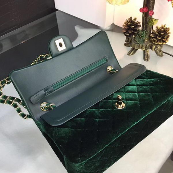 Chanel 2.55 Series Flap Bags Original Velvet A1025 Green