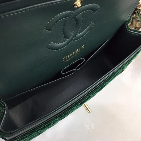 Chanel 2.55 Series Flap Bags Original Velvet A1025 Green