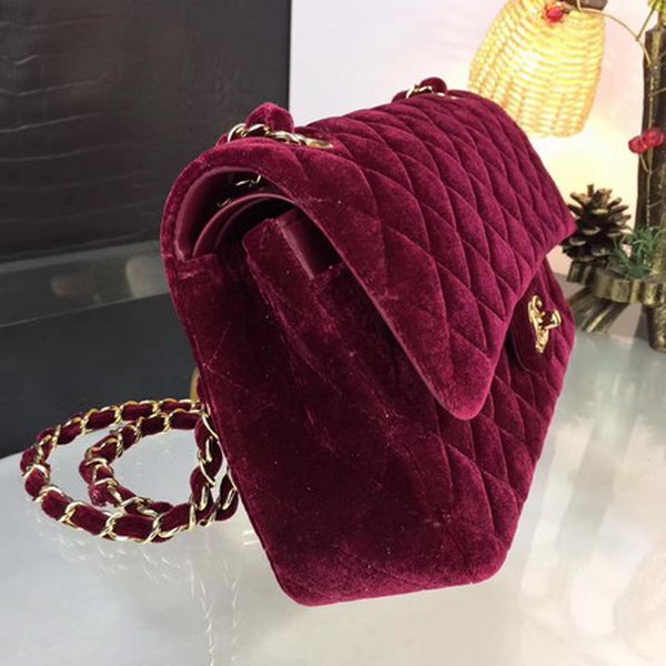 Chanel 2.55 Series Flap Bags Original Velvet A1025 Wine