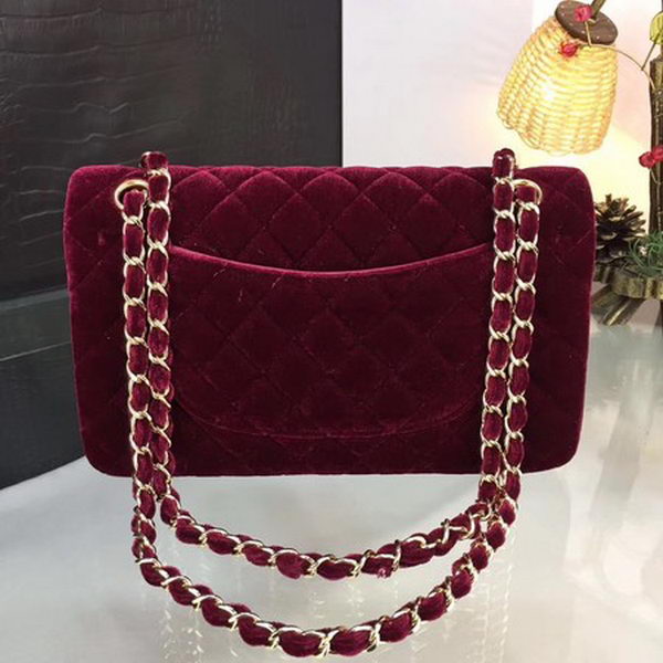 Chanel 2.55 Series Flap Bags Original Velvet A1025 Wine