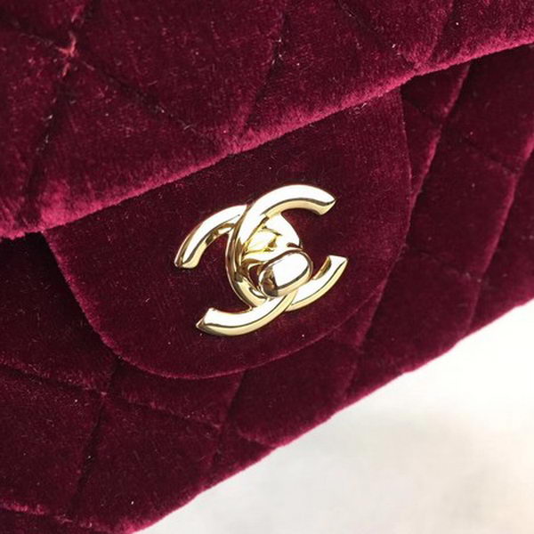 Chanel 2.55 Series Flap Bags Original Velvet A1025 Wine