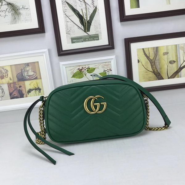 Gucci GG Marmont Matelasse Leather Shoulder Bag 447632 Green