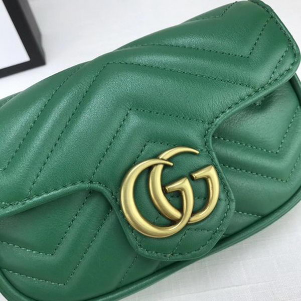 Gucci GG Marmont Matelasse Leather Super Mini Bag 476433 Green