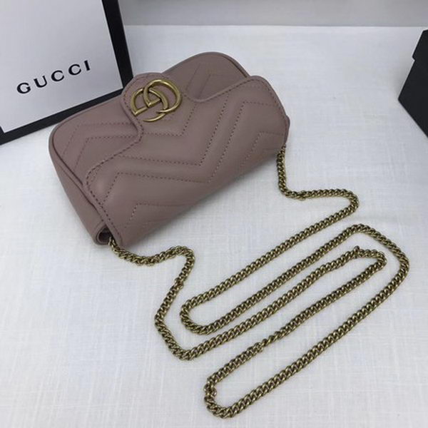 Gucci GG Marmont Matelasse Leather Super Mini Bag 476433 Pink