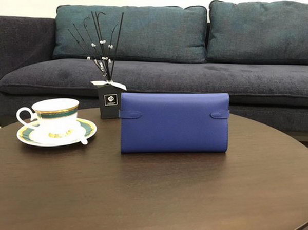 Hermes Kelly Epsom Leather Wallet H4086 Blue