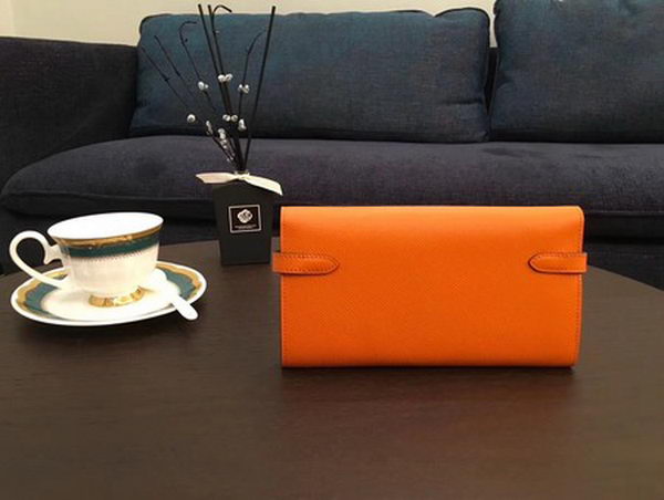 Hermes Kelly Epsom Leather Wallet H4086 Orange