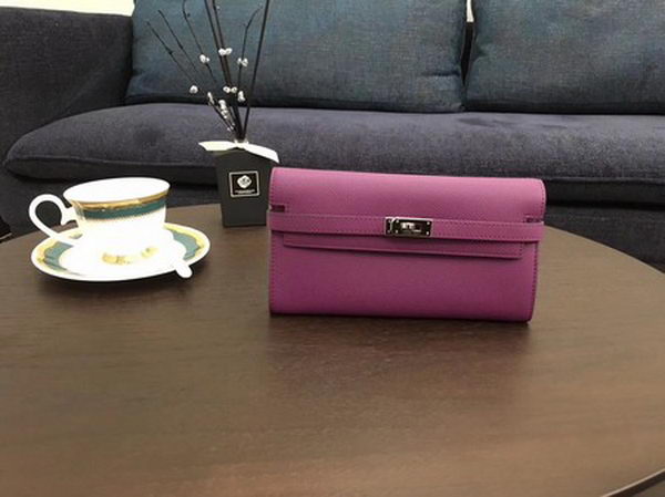 Hermes Kelly Epsom Leather Wallet H4086 Rose