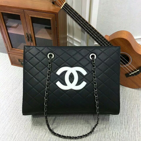 2017 Chanel Calfskin Leather Tote Bag 8809A Black