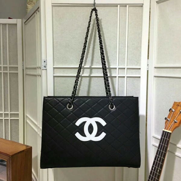 2017 Chanel Calfskin Leather Tote Bag 8809A Black