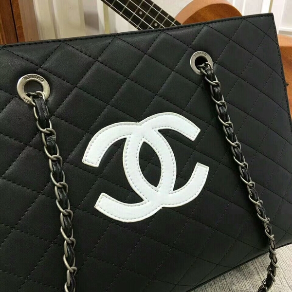 2017 Chanel Calfskin Leather Tote Bag 8809A Black