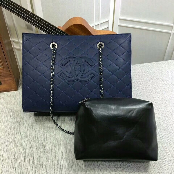 2017 Chanel Calfskin Leather Tote Bag 8809A Blue