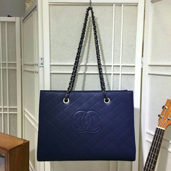 2017 Chanel Calfskin Leather Tote Bag 8809A Blue