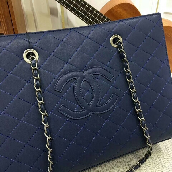 2017 Chanel Calfskin Leather Tote Bag 8809A Blue