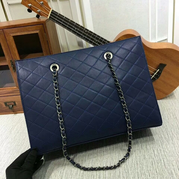 2017 Chanel Calfskin Leather Tote Bag 8809A Blue