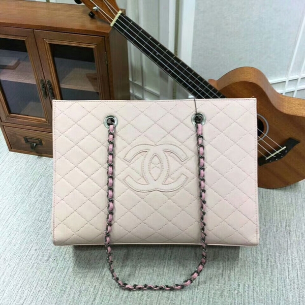 2017 Chanel Calfskin Leather Tote Bag 8809A Light Pink