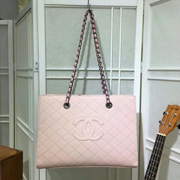 2017 Chanel Calfskin Leather Tote Bag 8809A Light Pink