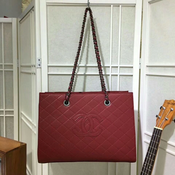 2017 Chanel Calfskin Leather Tote Bag 8809A Red