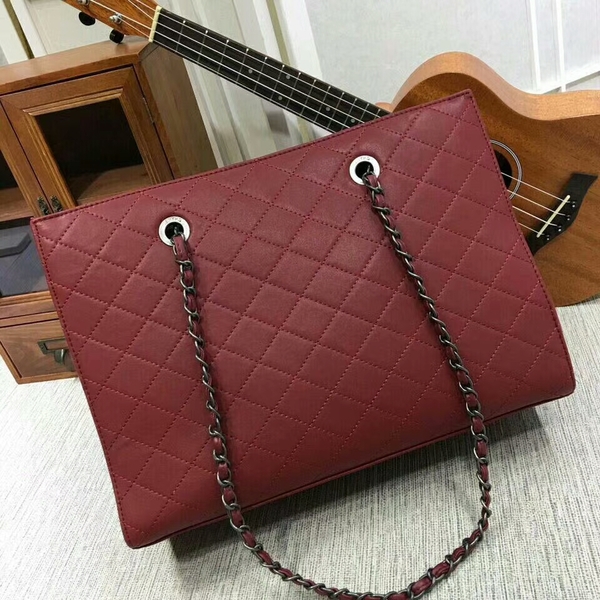 2017 Chanel Calfskin Leather Tote Bag 8809A Red