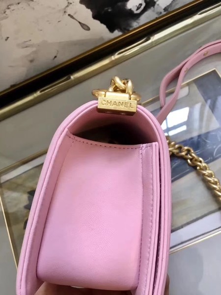 Boy Chanel Flap Shoulder Bag Sheepskin Leather A67085E Pink
