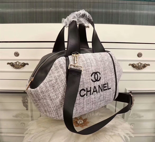 Chanel Canvas Leather Tote Bag 9858 Grey