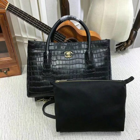 Chanel Tote Bag Croco Leather CHA8160 Black