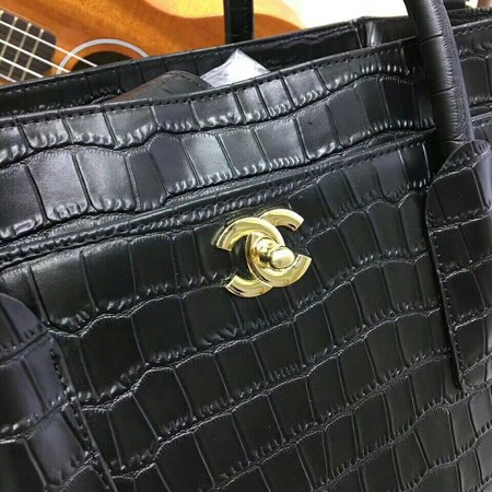 Chanel Tote Bag Croco Leather CHA8160 Black