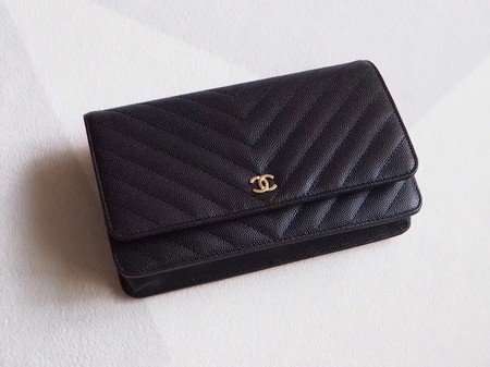 Chanel V mini Flap Bag Black Chevron Cannage Pattern A33814V Gold