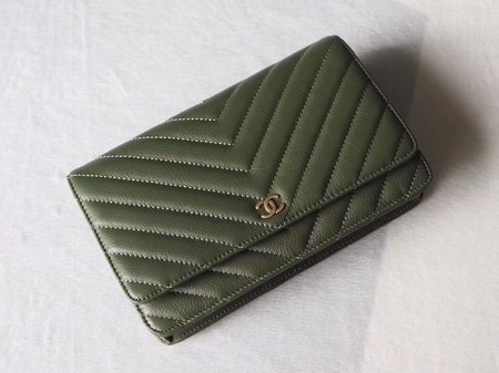 Chanel V mini Flap Bag Chevron Sheepskin Leather A33814V Green