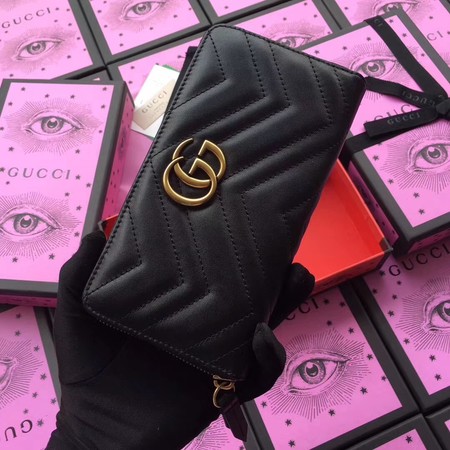 Gucci GG Marmont Zip Around Wallet 443123 Black