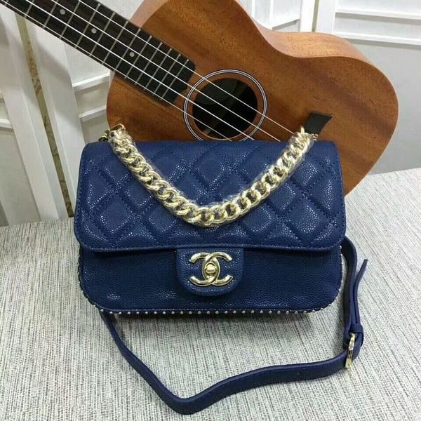 Chanel Shoulder Bag Calfskin Leather A83020 Blue