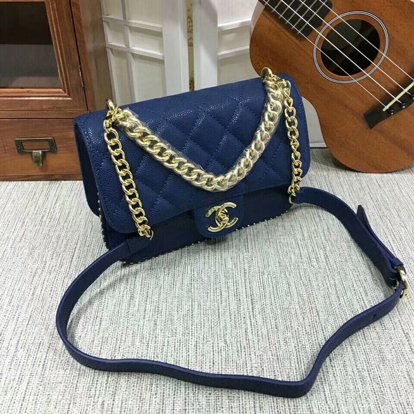 Chanel Shoulder Bag Calfskin Leather A83020 Blue