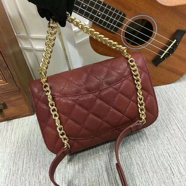Chanel Shoulder Bag Calfskin Leather A83020 Dark Red