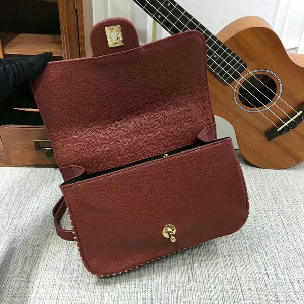Chanel Shoulder Bag Calfskin Leather A83020 Dark Red