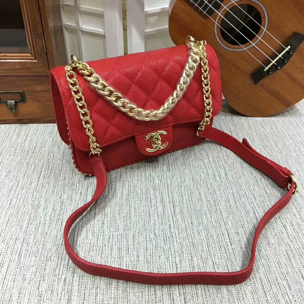 Chanel Shoulder Bag Calfskin Leather A83020 Red