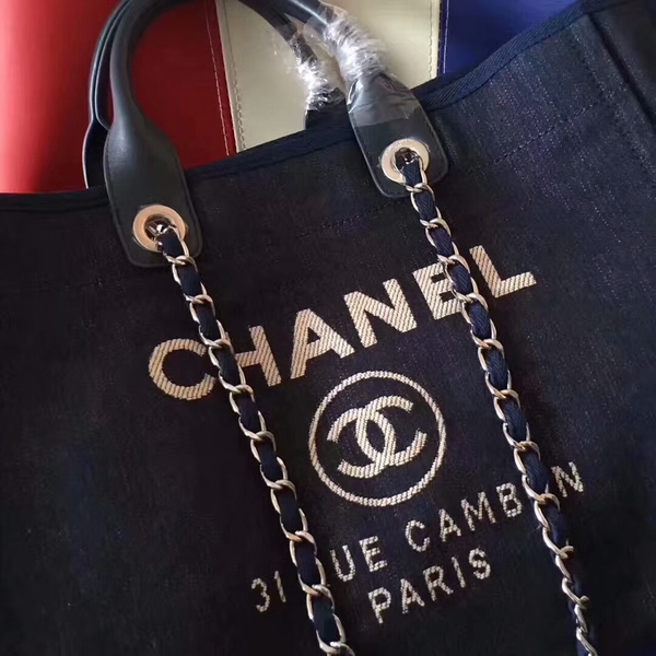 Chanel Deauville Tote Bag Original Canvas Leather A68047-7