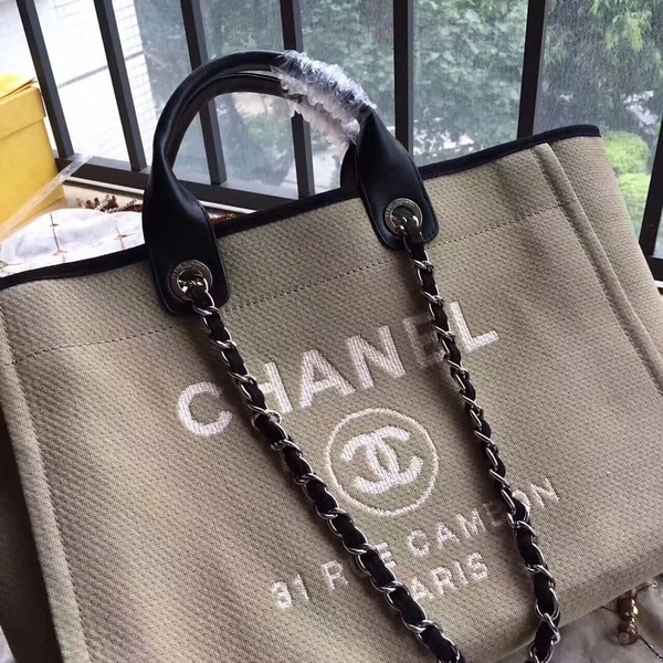 Chanel Deauville Tote Bag Original Canvas Leather A68047-14