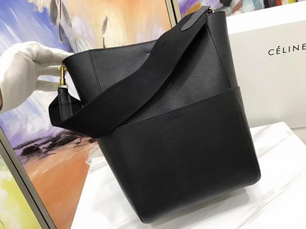 CELINE Sangle Seau Bag in Calfskin Leather C3369 Black