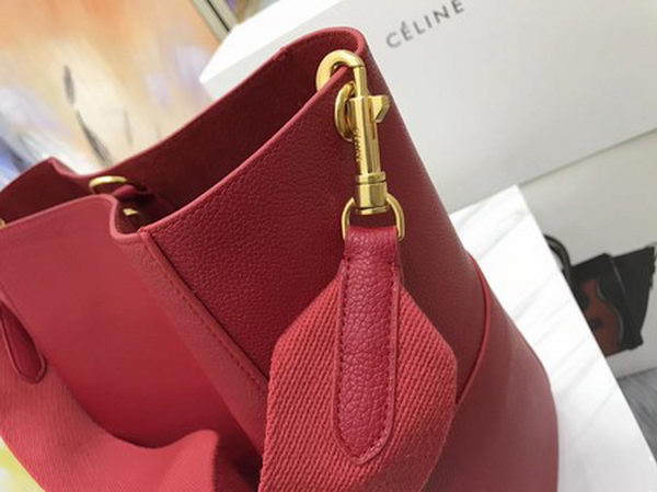 CELINE Sangle Seau Bag in Calfskin Leather C3369 Red