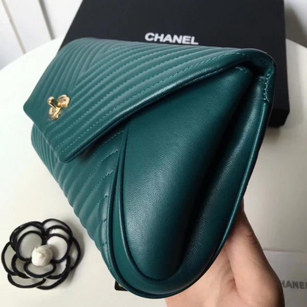 Chanel Clutch Chevron Sheepskin Leather CHA6698 Green