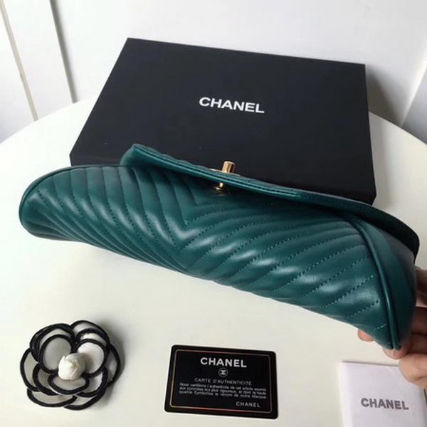 Chanel Clutch Chevron Sheepskin Leather CHA6698 Green