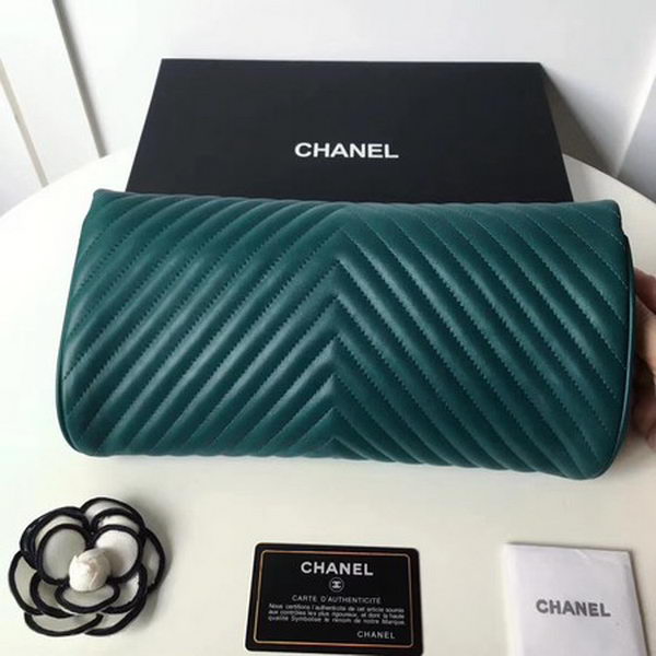 Chanel Clutch Chevron Sheepskin Leather CHA6698 Green